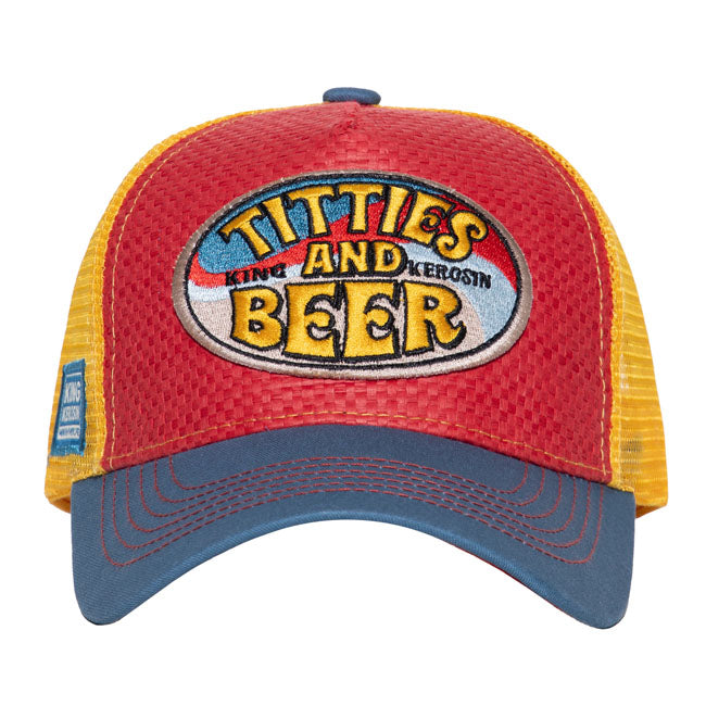 TITTIES & BEER TRUCKER CAP | RED YELLOW