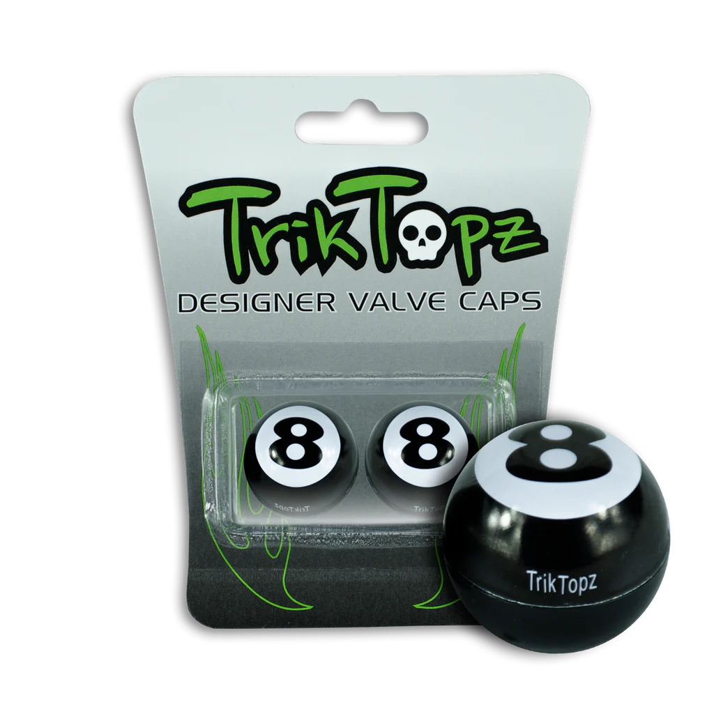 Eight Ball Black Valve Stem Caps