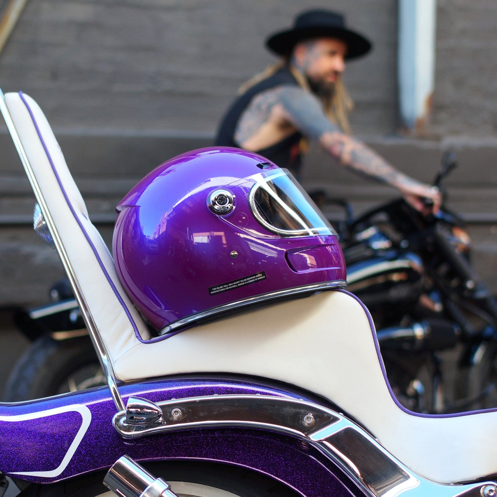 Biltwell Gringo SV Purple Grape Helmet Custom Rogue Motorcycles Perth