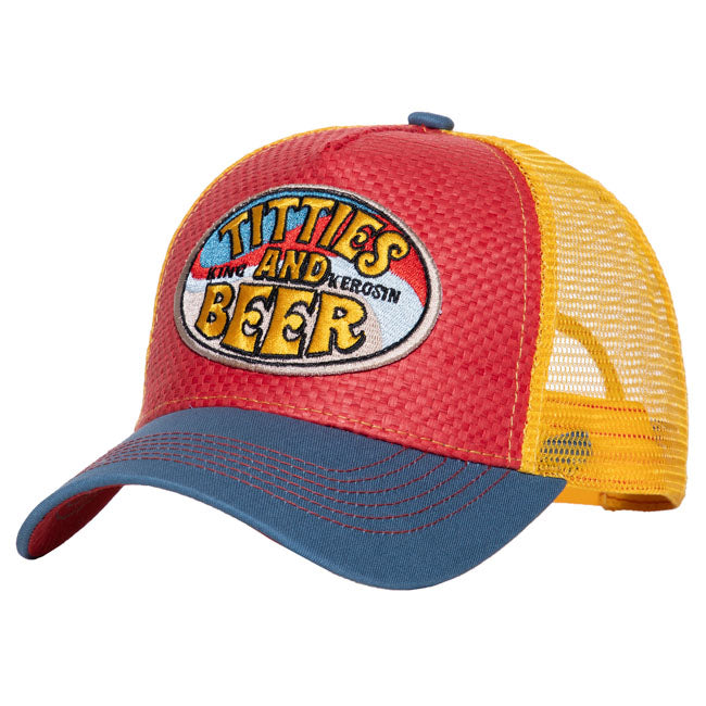 TITTIES & BEER TRUCKER CAP | RED YELLOW