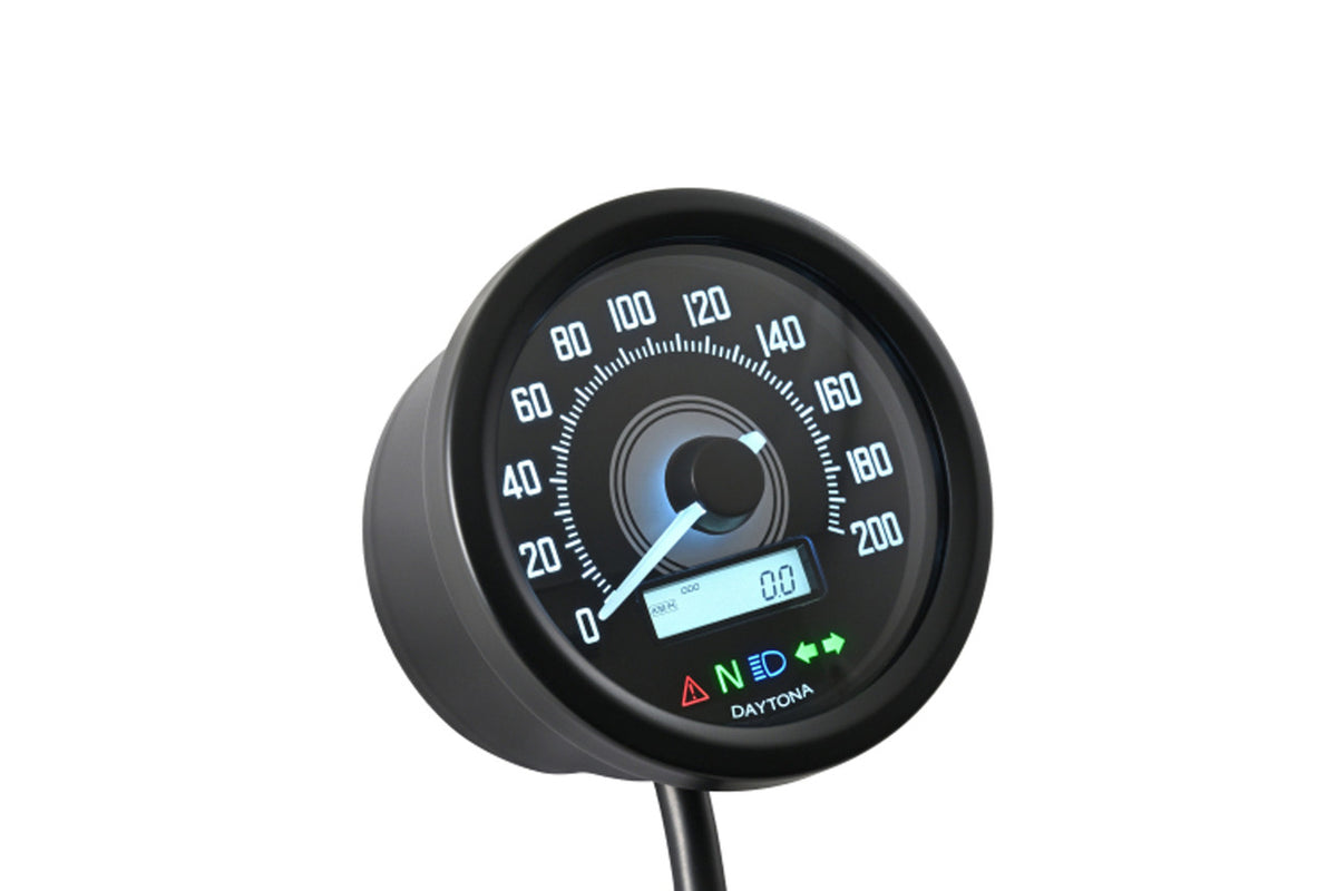 VELONA60 SPEEDOMETER 200KM/H W/ INDICATORS, BLACK