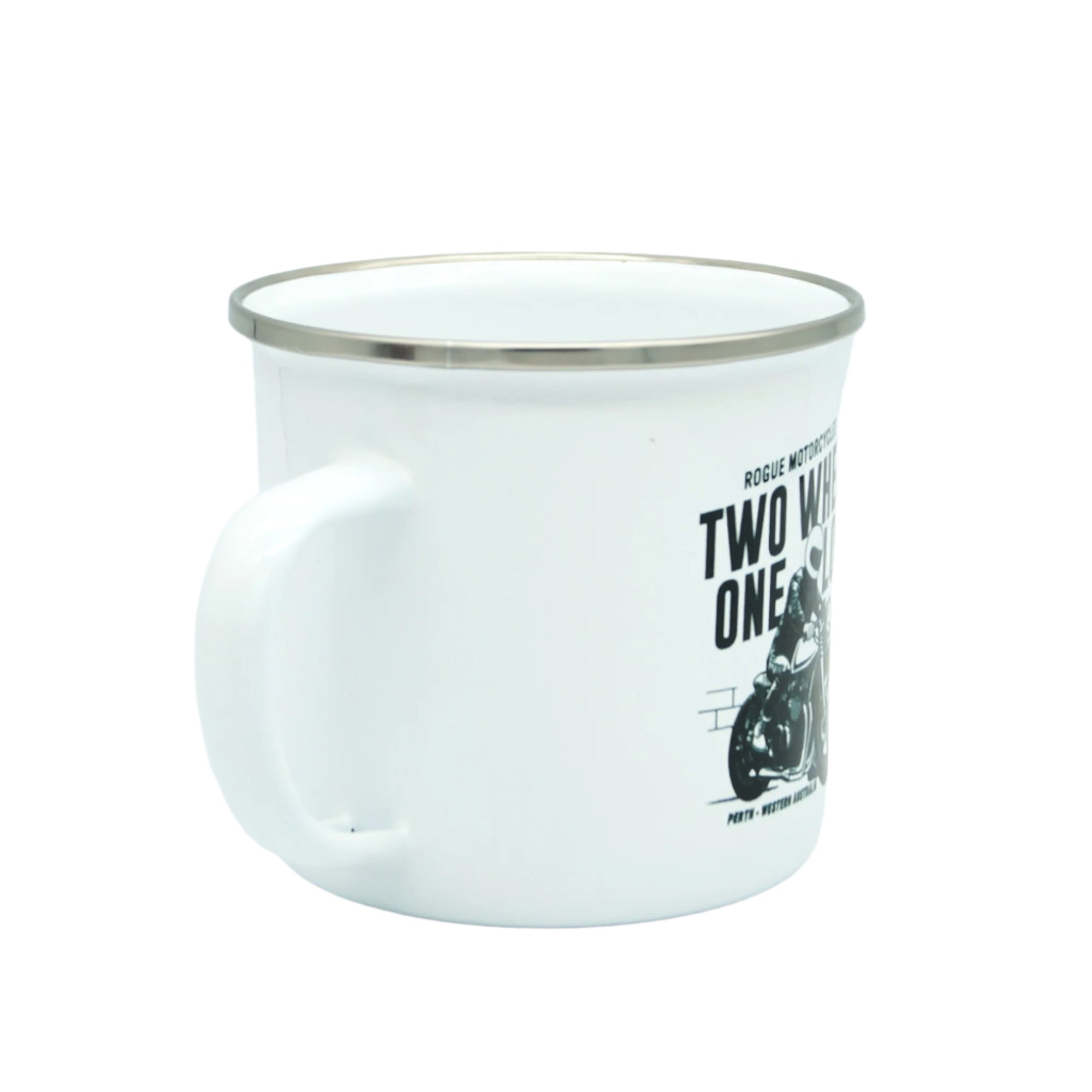 2 WHEELS 1 LOVE ENAMEL MUG