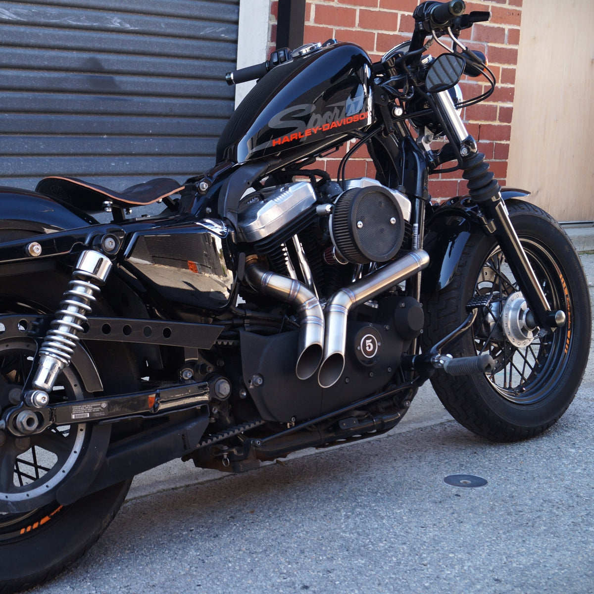 Harley Davidson Sportster custom exhaust Rogue Motorcycles Perth