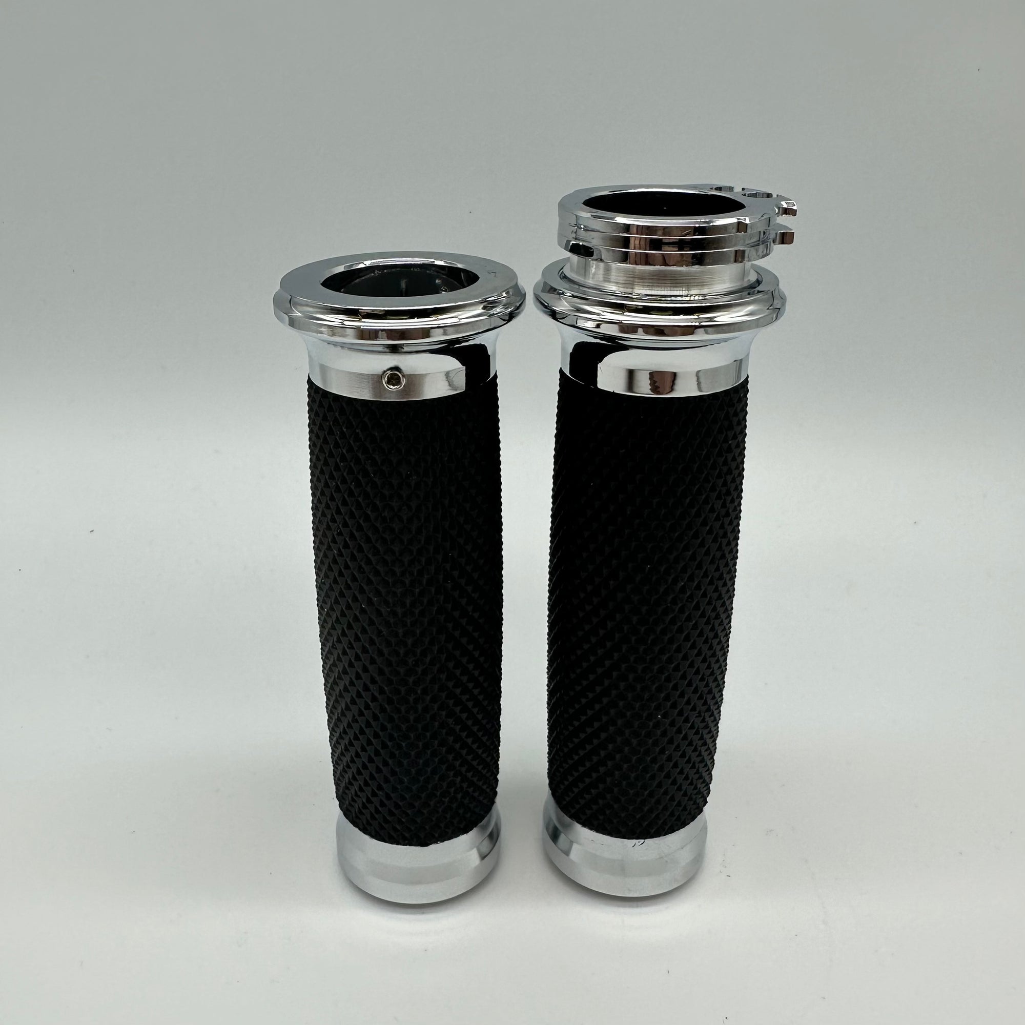 1" black anodised aluminium grips - knurled rubber