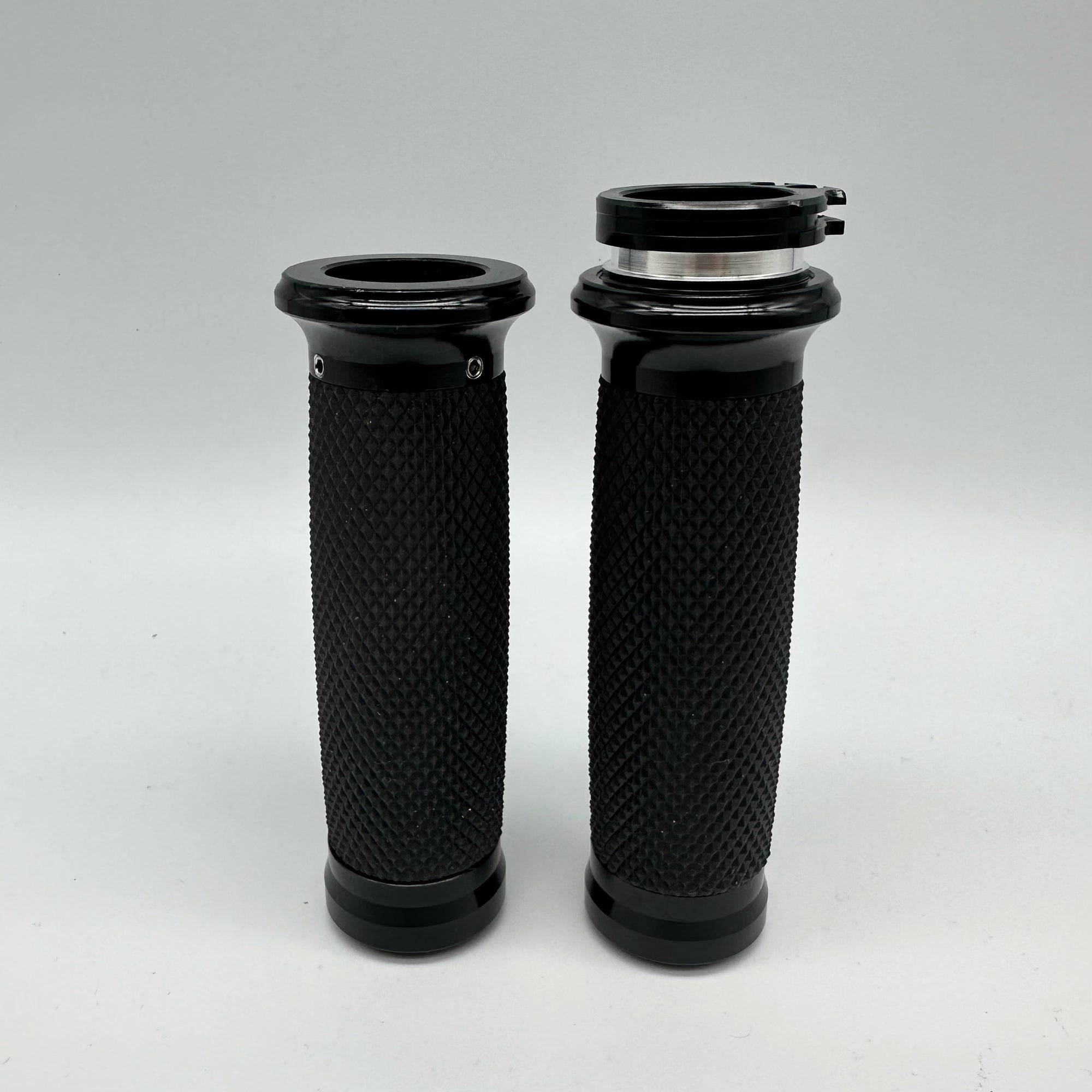 1" black anodised aluminium grips - knurled rubber