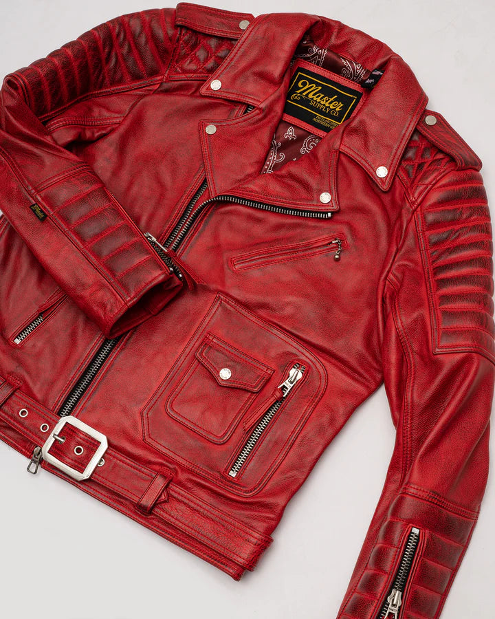 Hudson red leather shop jacket