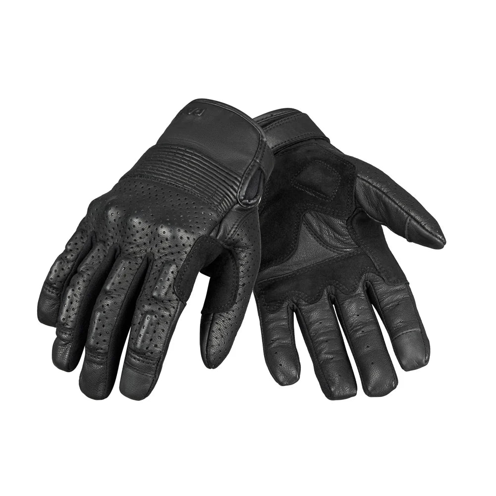 ONYX BLACK 02 - BLACK LEATHER MOTORCYCLE GLOVE