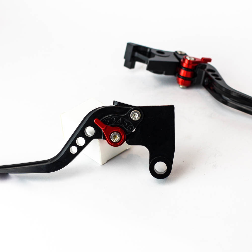 Long CNC Triumph Brake Levers Black and Red adjuster