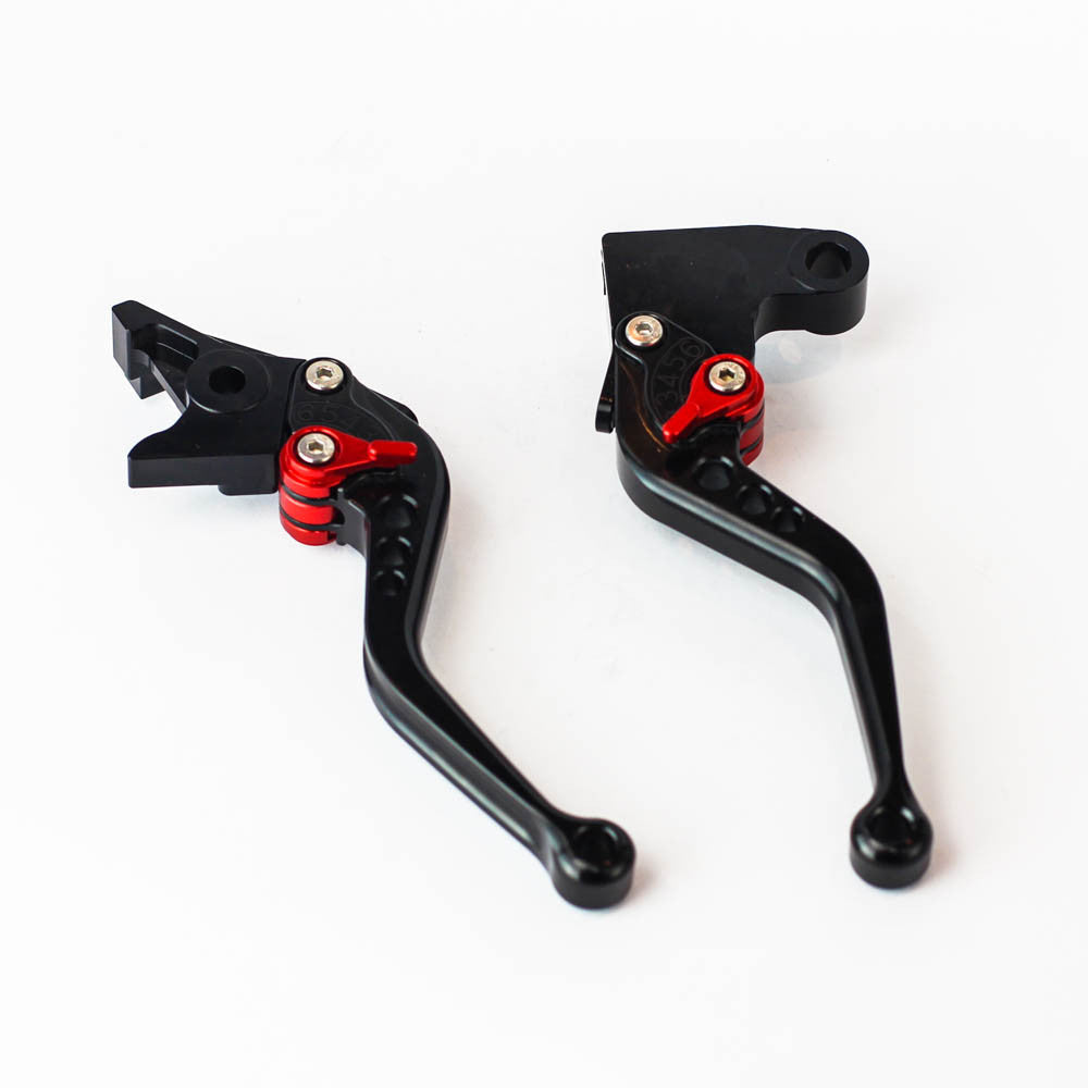 Long CNC Triumph Brake Levers Black and Red adjuster