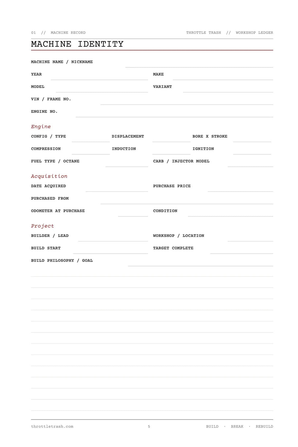 Workshop Ledger - Print Edition + PDF