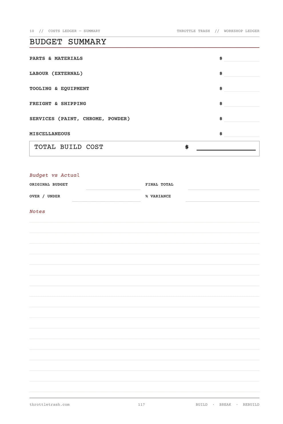 Workshop Ledger - Print Edition + PDF