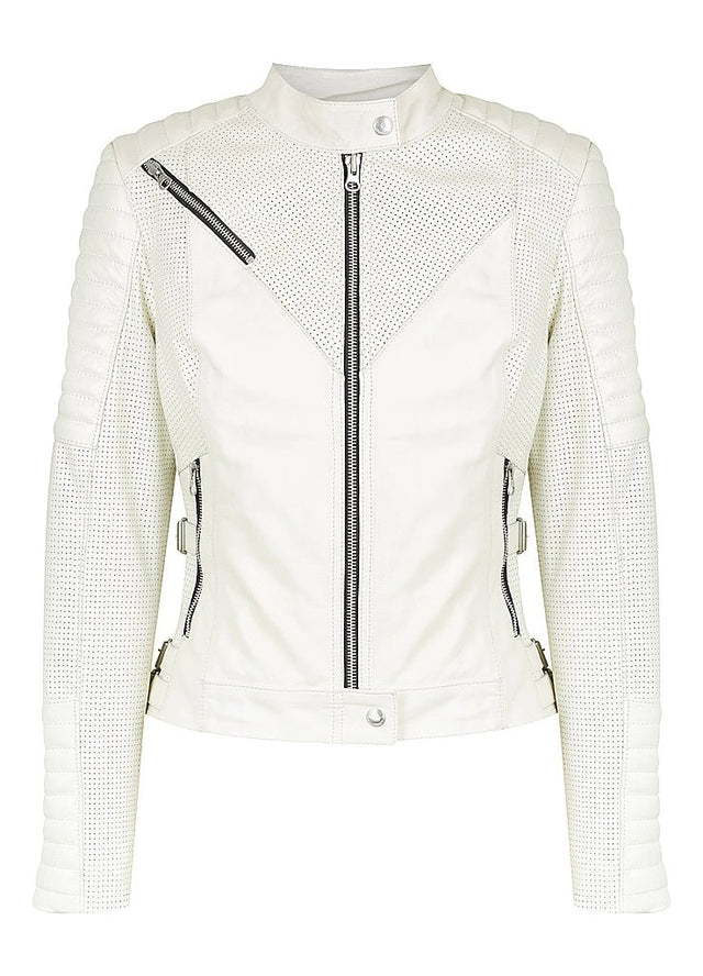 Wild & Free White Motorcycle Jacket Women