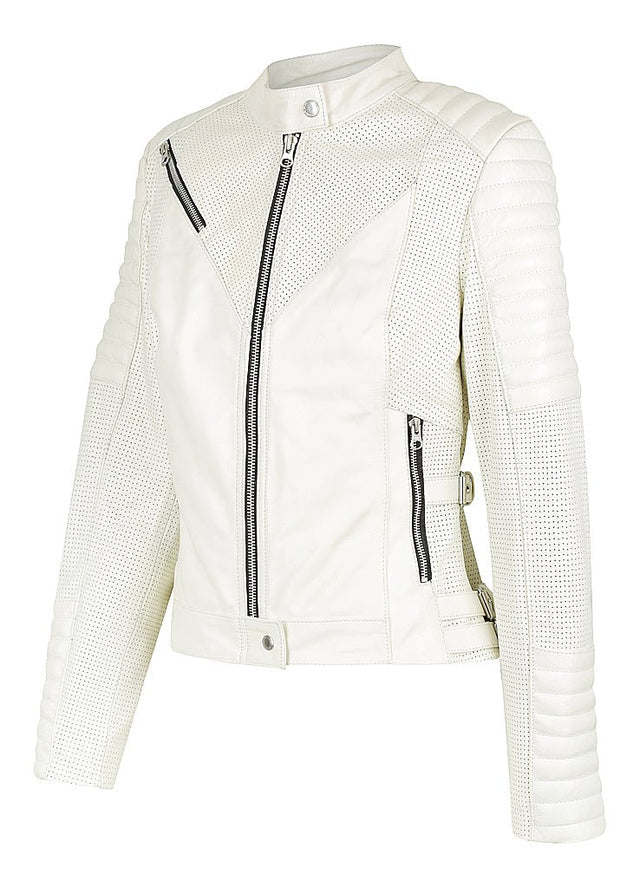 Wild & Free White Motorcycle Jacket Women