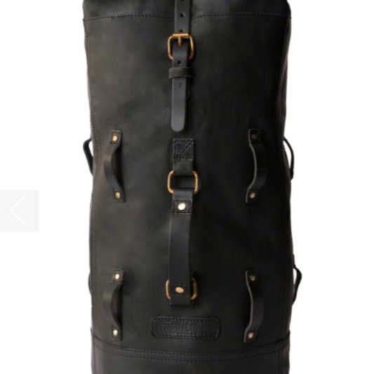 LEATHER MILITARY DUFFEL - BLACK