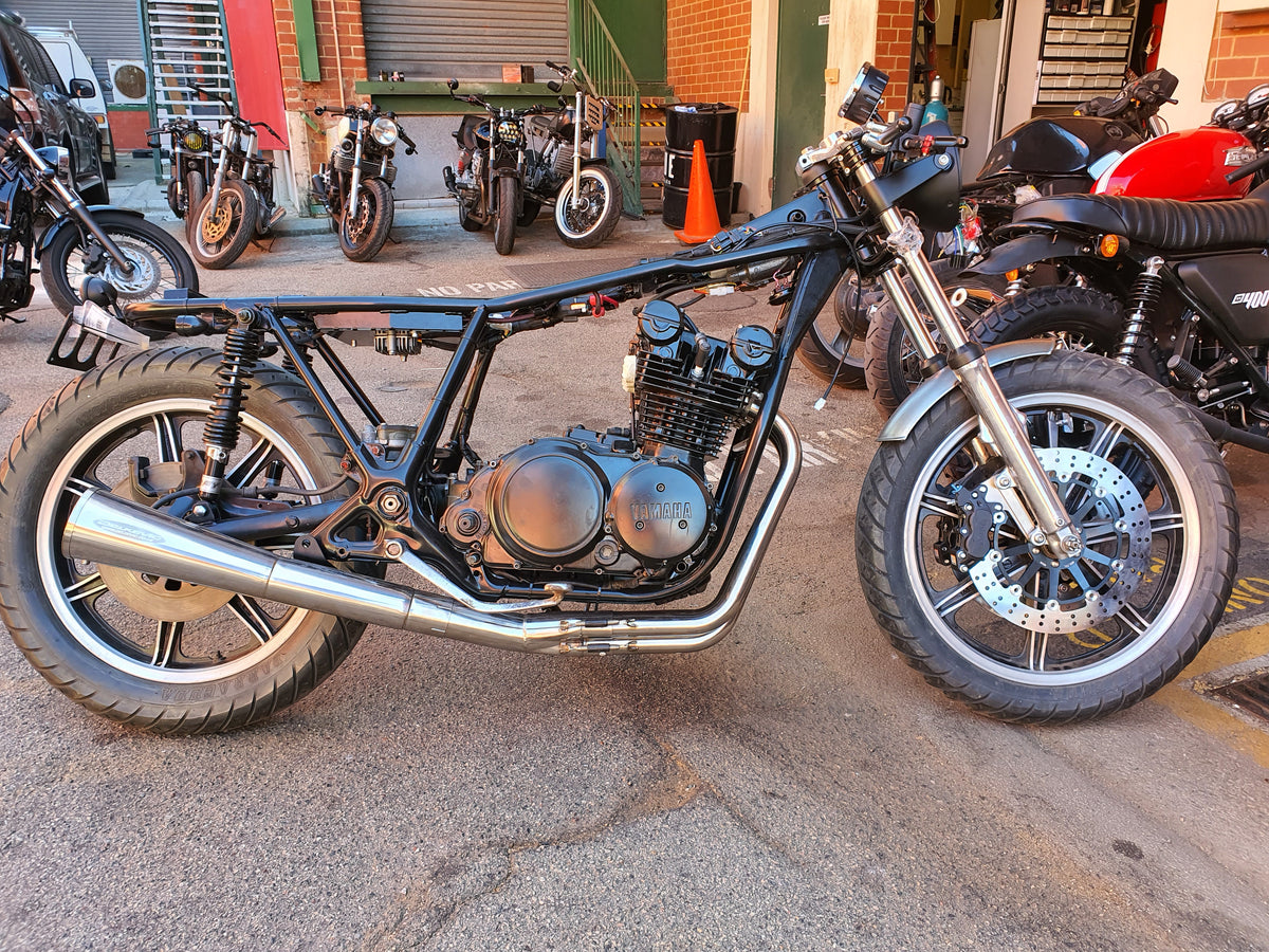 Rogue motorcycles perth australia Big brake kit oversize oversized brakes xs750 yamaha custom caliper calipers