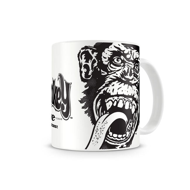 Garage Monkey coffee mug, novelty item, giftware, motorbiker gift, biker gift, motorcycle gift, motorcycle shop, retail store, motorcycle store, Rogue motorcycles. 