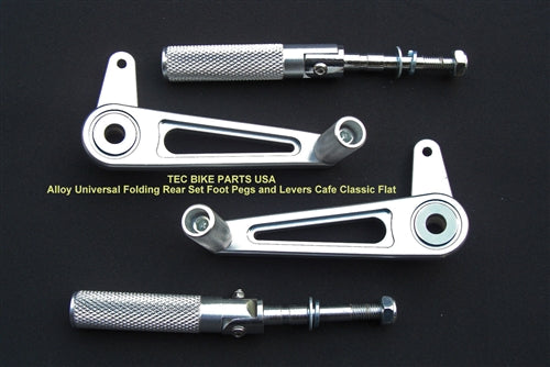 rear sets set cafe racer universal anodised adjustable silver black 