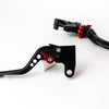 Short CNC Triumph Brake Levers Black and Red adjuster