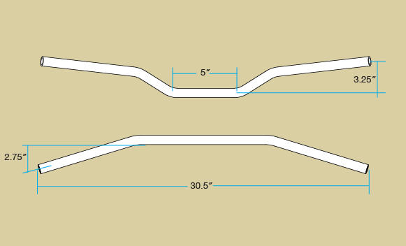 TRACKER MID HANDLEBARS 1" TBW w/ INSERT - BLACK