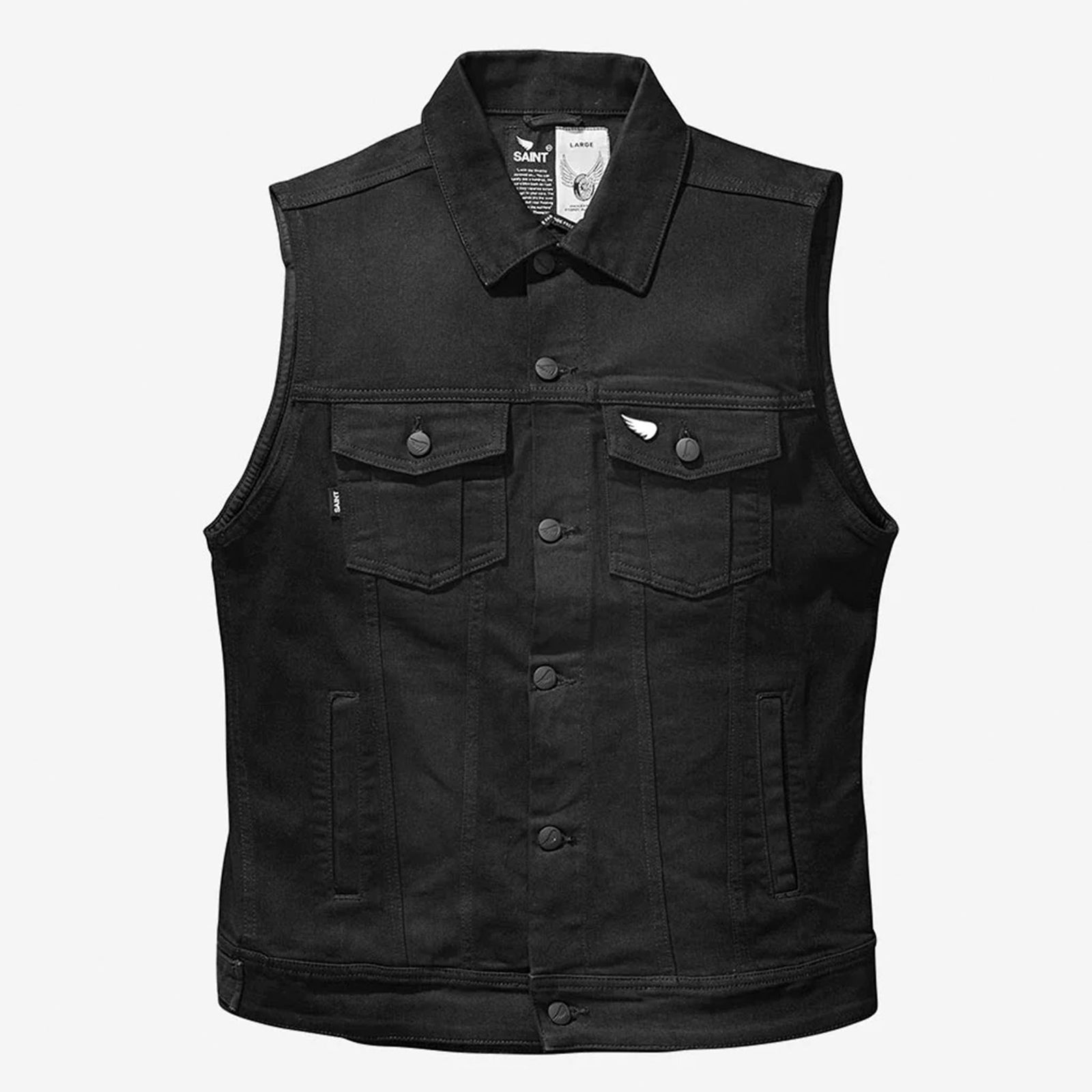 MOTO DENIM VEST - BLACK