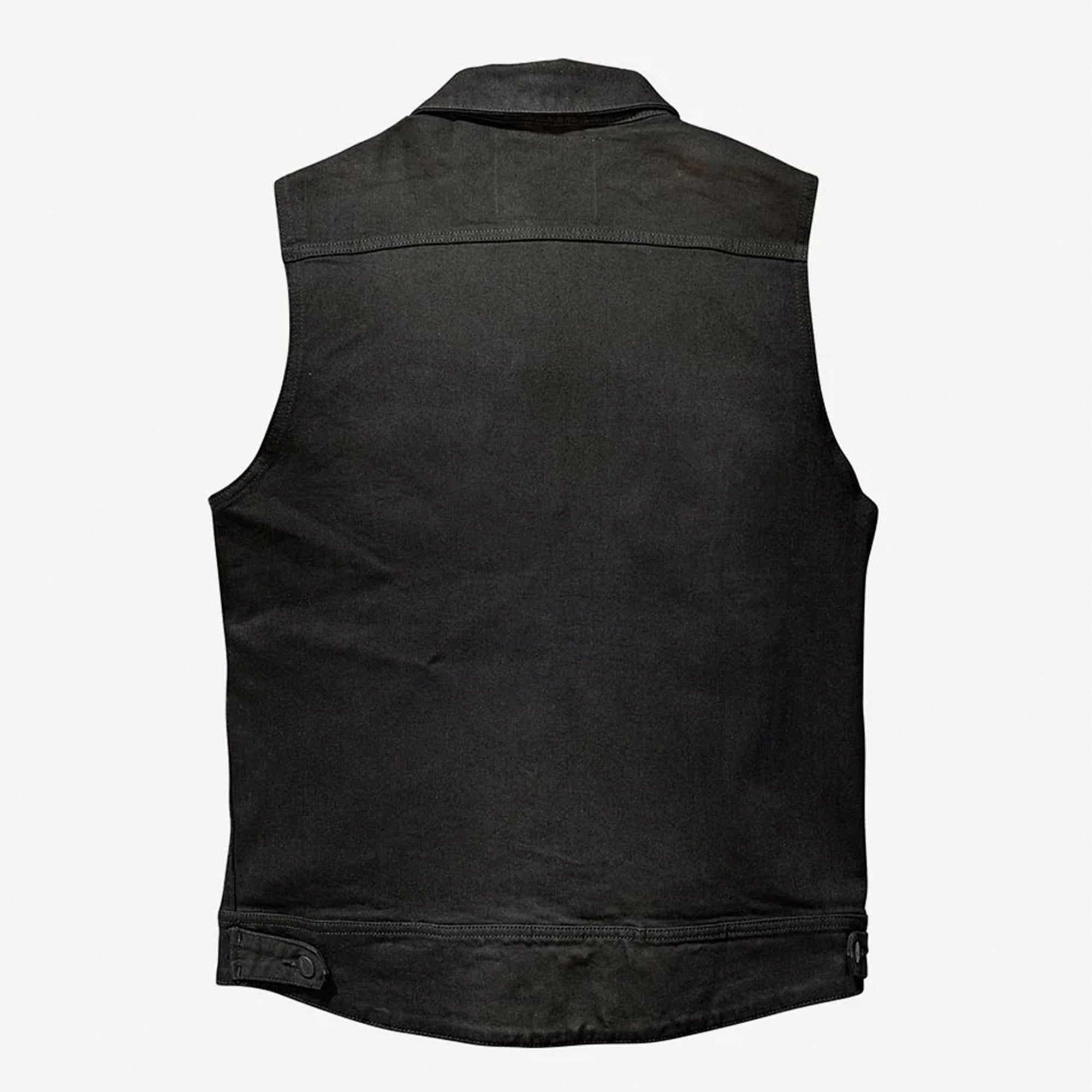 Mens Black Denim & Leather Motorcycle Club Vest Red Thread Zipper Fron –  Bikers Gear Online