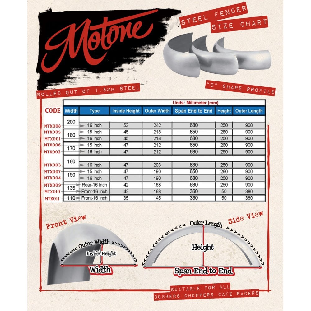 Steel fender 170mm Hardtail 15"